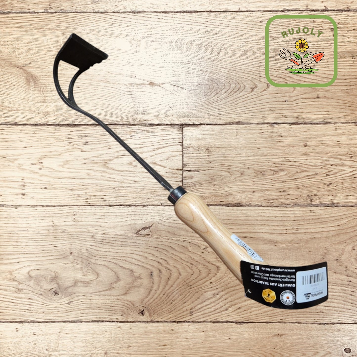 Krumpholz_Gartenhandhacke_kaufen_Handgeschmiedete_Gartenhacke_14_cm_Gartenhacke_mit_Eschegriff_Robuste_Gartenhandhacke_fuer_Unkraut_und_Erde_Traditionelle_Gartenhacke_von_Krumpholz