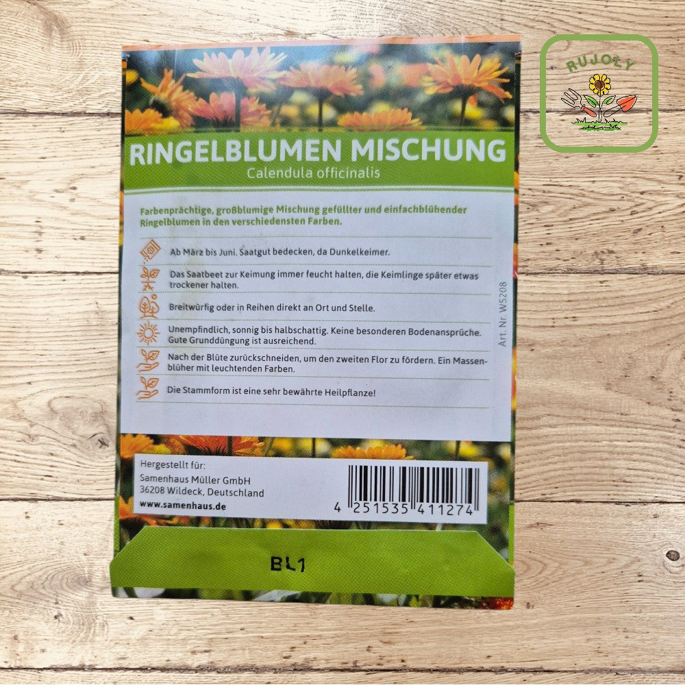 Ringelblumenmischung – Leuchtende Gelb- und Orangetöne (Calendula officinalis, 30 Korn) für Garten und Gesundheit