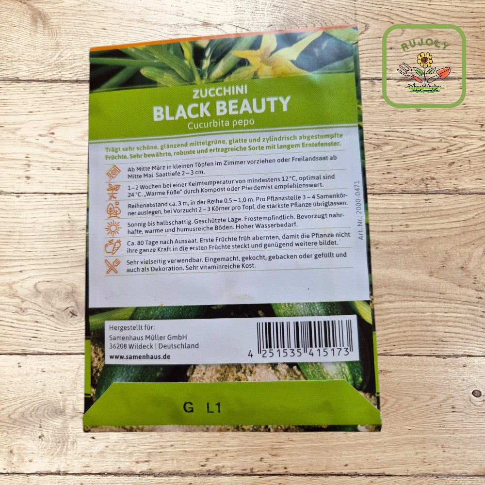 Zucchini Black Beauty – samenfeste Zucchinisamen, 8 Korn
