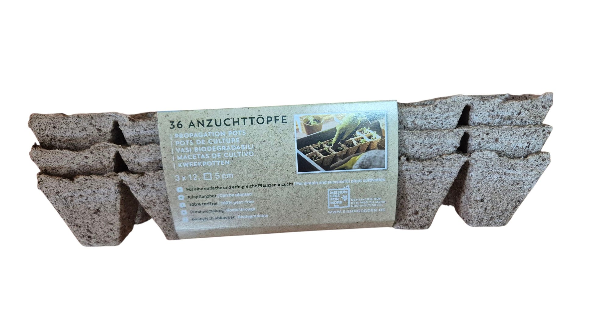 Bio-Anzuchttöpfe 5 cm quadratisch – 36 Stück, torffrei