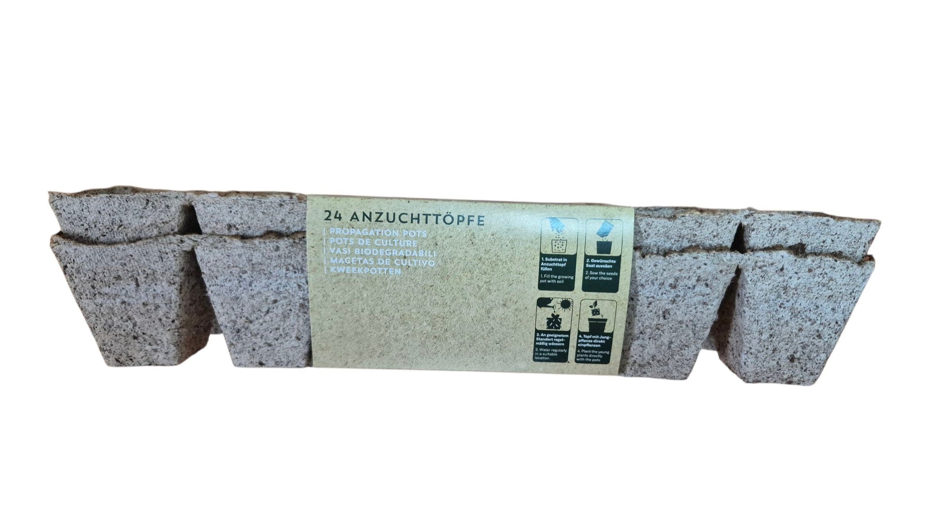 Bio-Anzuchttöpfe 6×6 cm quadratisch – 24 Stück, torffrei