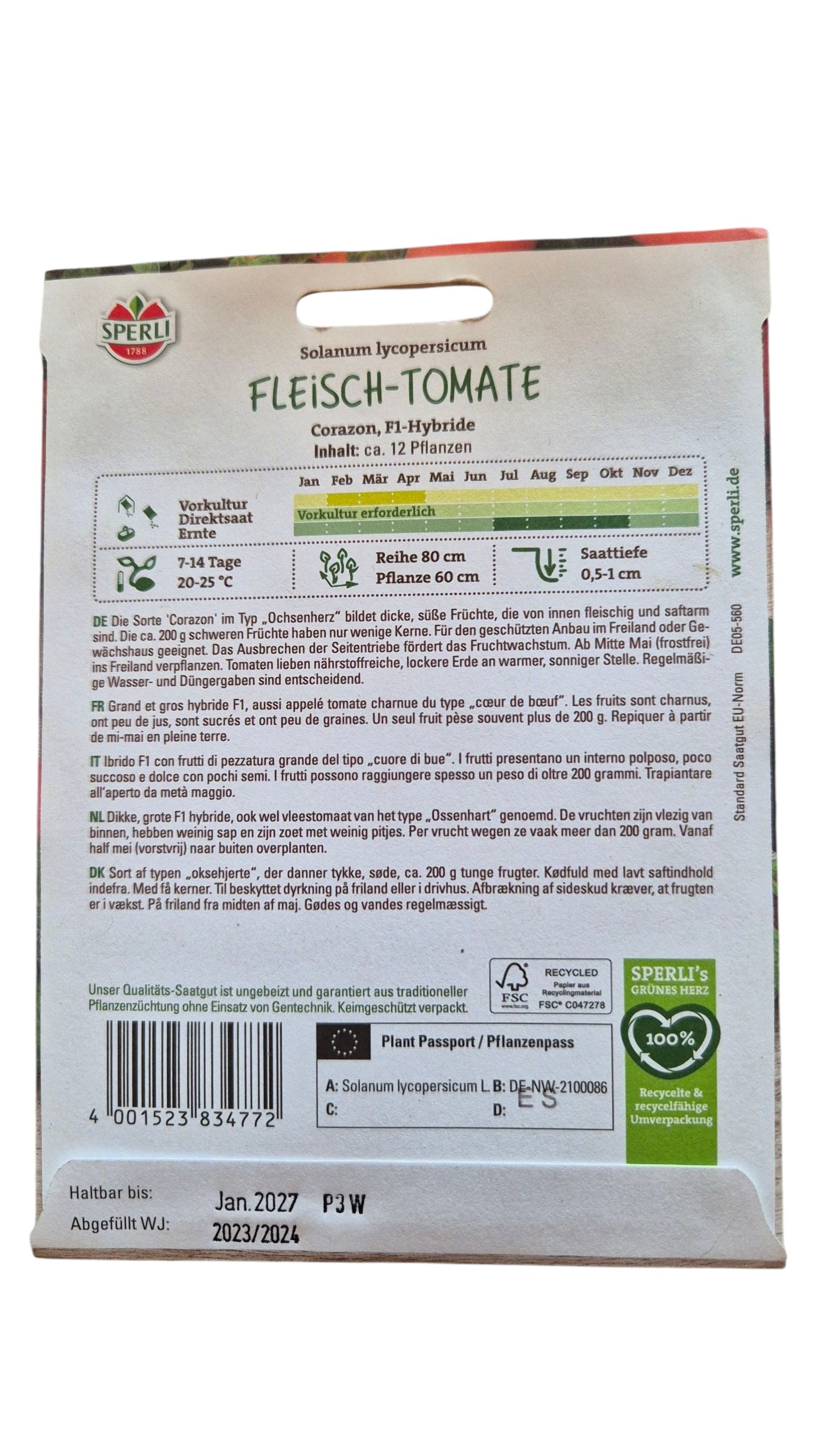 Saatgut-Tüte Corazon F1 – Portion für ca. 12 Pflanzen