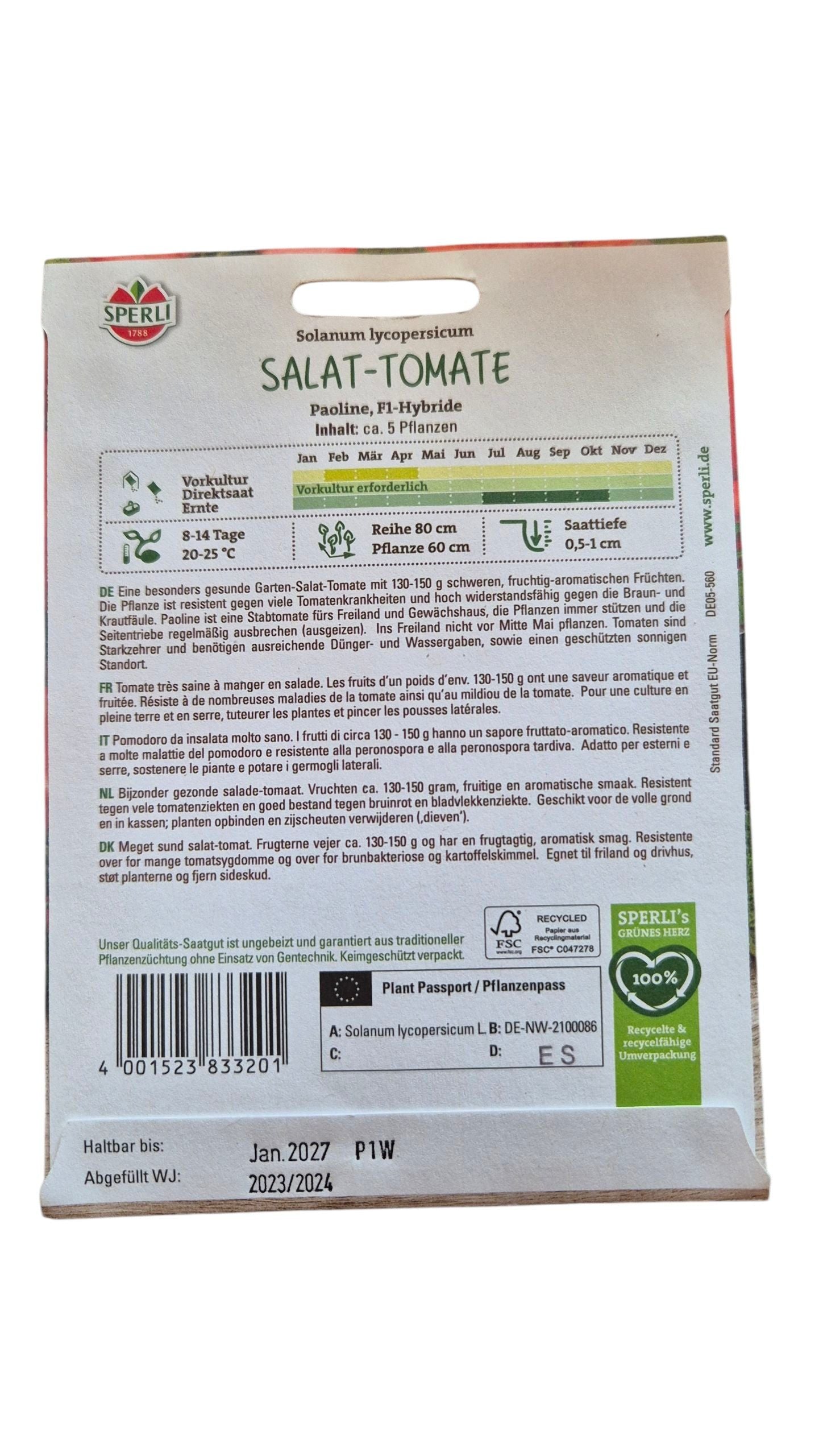 Saatgut-Tüte Paoline F1 – Portion für ca. 5 Pflanzen