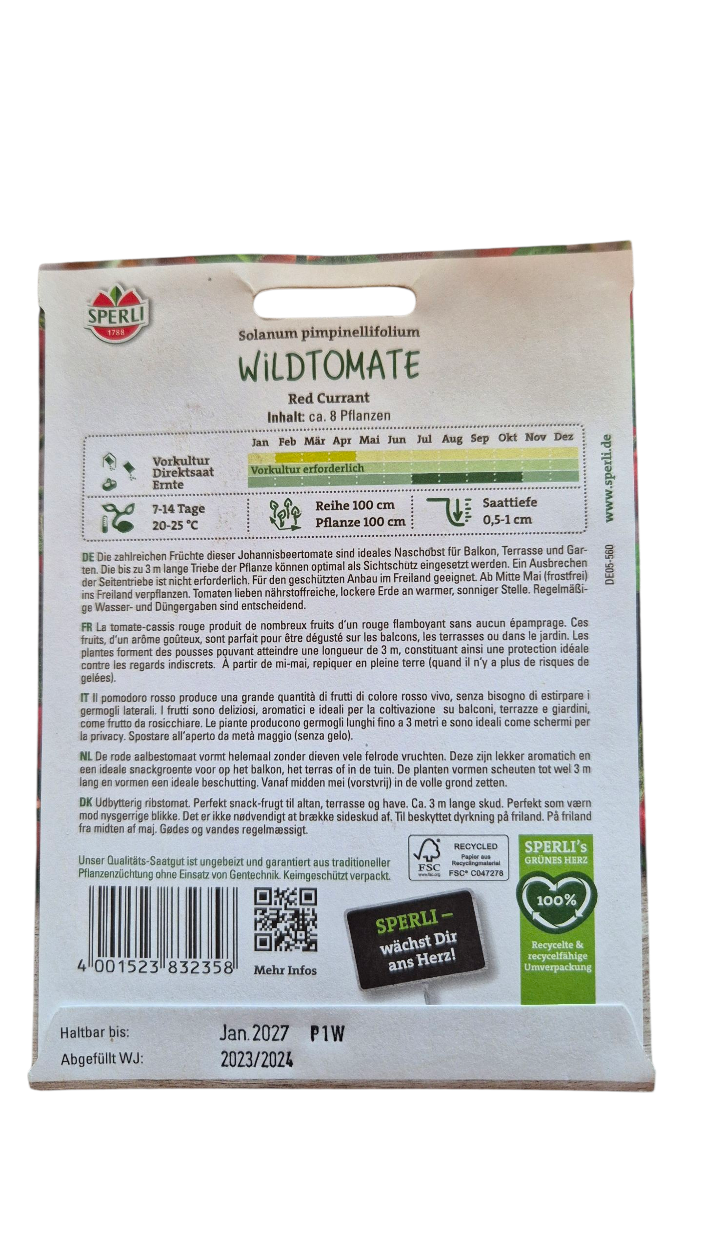 Saatgut-Tüte Red Currant – Portion für ca. 8 Pflanzen