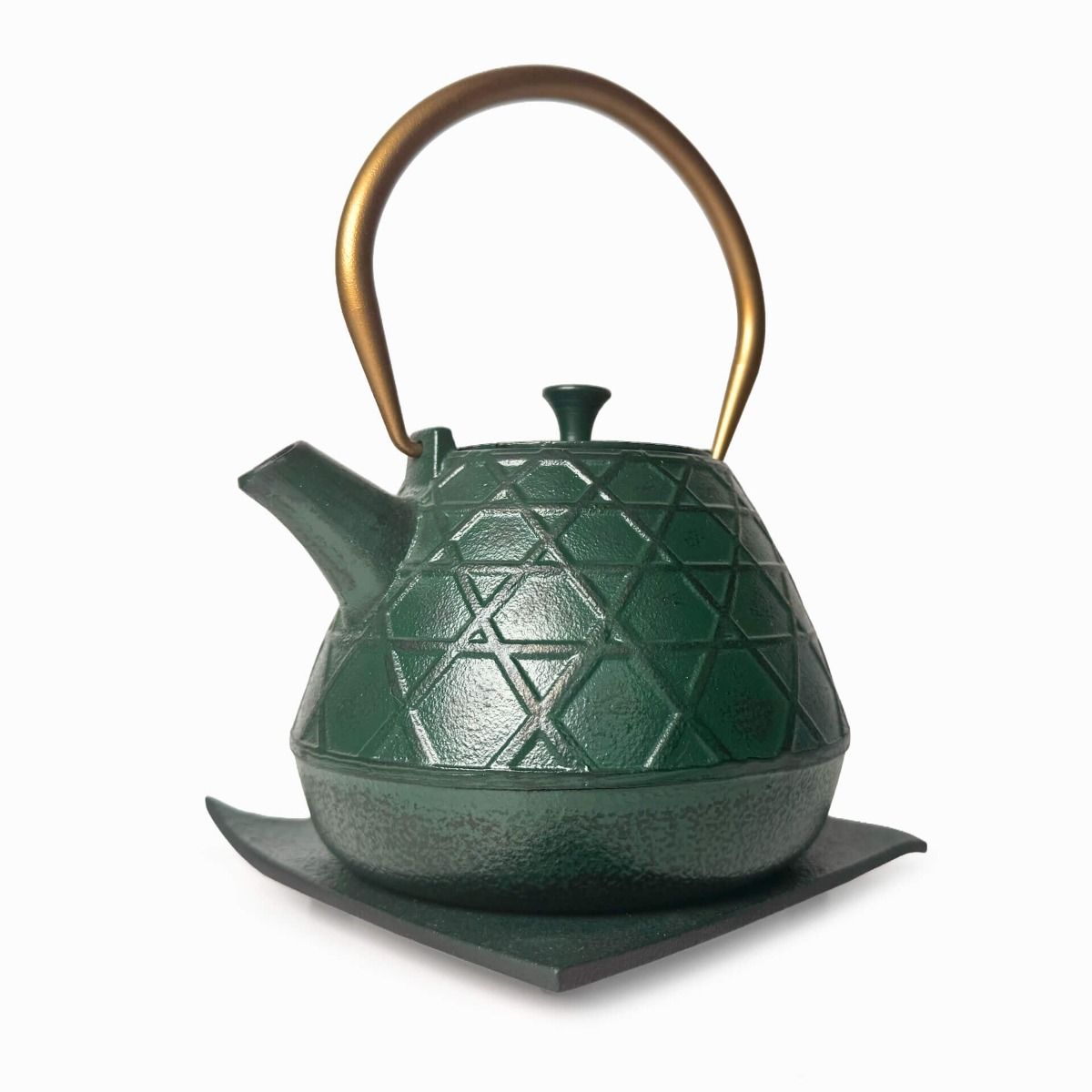 Komorebi Gusseisen Teekanne Detailansicht mit Untersetzer