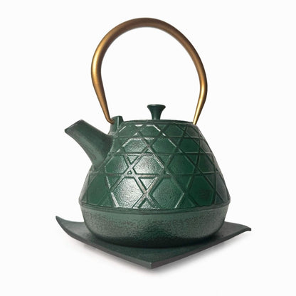 Komorebi Gusseisen Teekanne Detailansicht mit Untersetzer