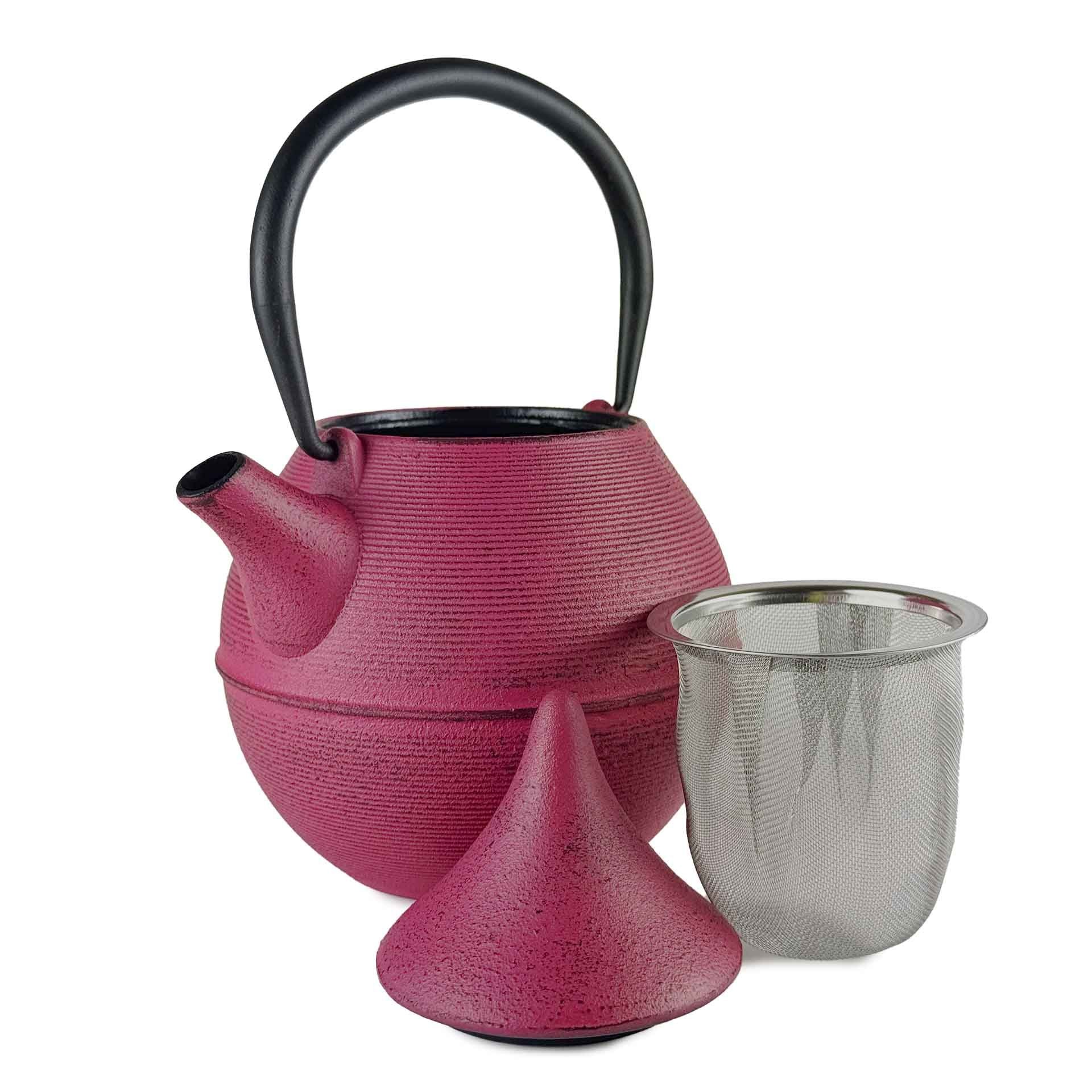 Koro Gusseisen-Teekanne rosa mit Edelstahlfilter 304 und Deckel
