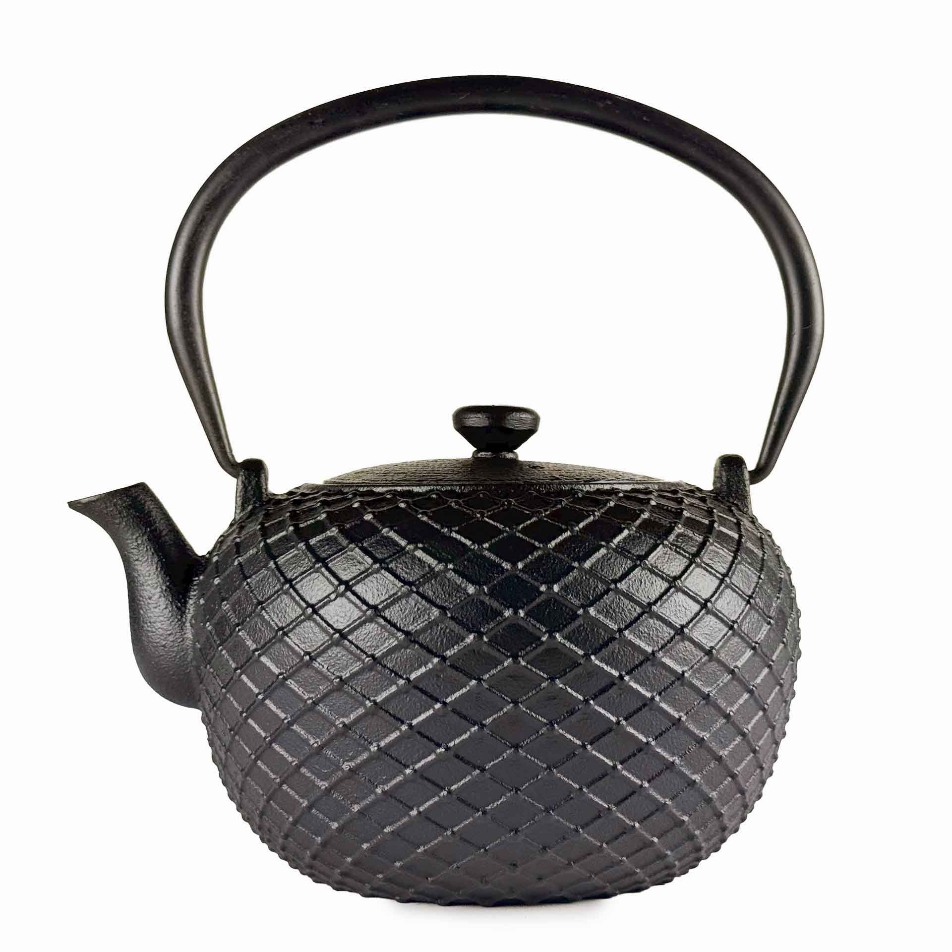Schwarze Gusseisen-Teekanne Yume mit Struktur