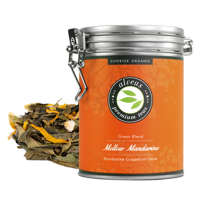 Kombination aus loser Mellow Mandarine Teemischung und Aromadose