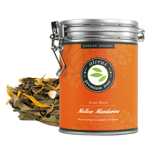 Kombination aus loser Mellow Mandarine Teemischung und Aromadose