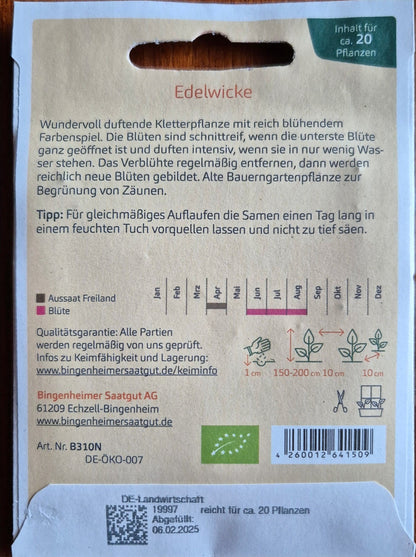 aussaatanleitung-saatgut.jpg – Rückseite der Saatgutpackung mit Anbauhinweisen für die Duftwicke.