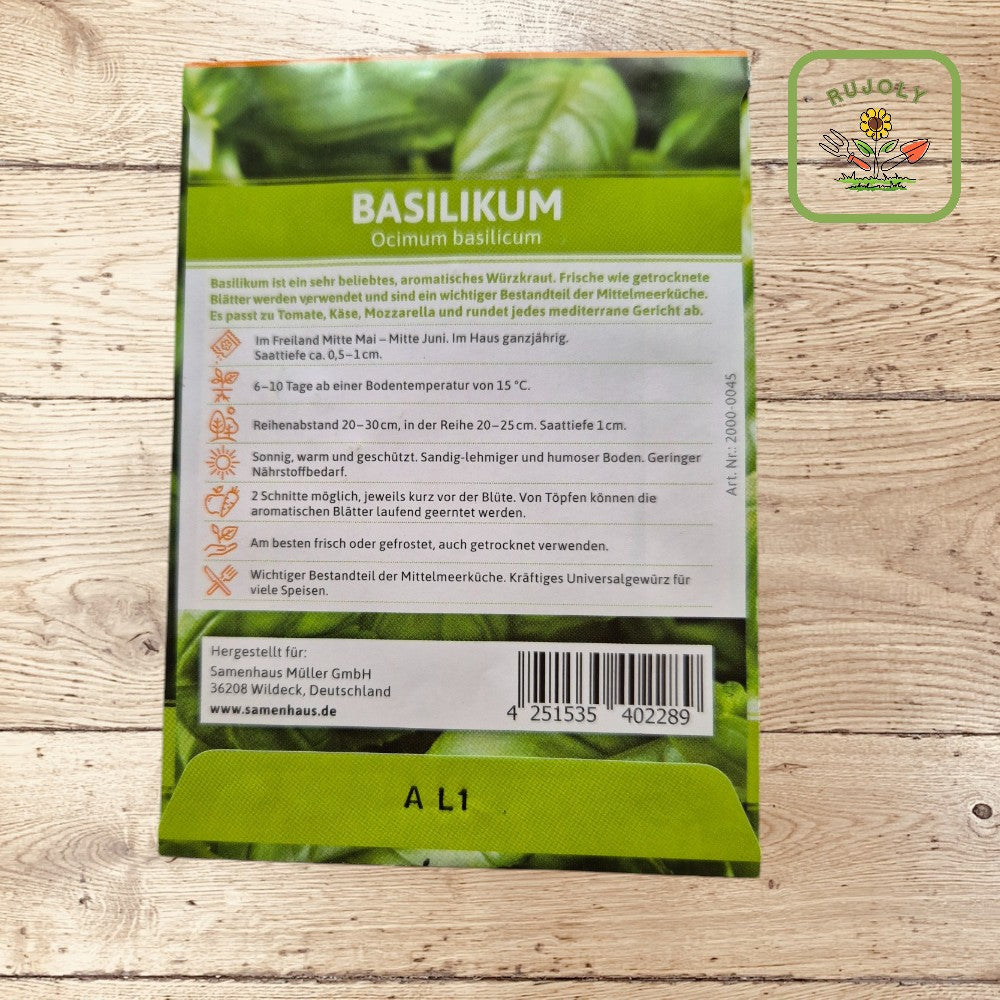 Basilikum – Aromatisches Würzkraut (Ocimum basilicum, 100 Korn) für Garten und Küche