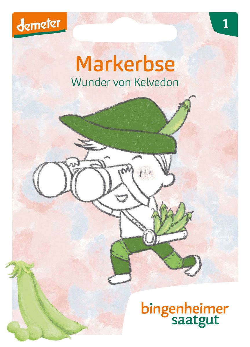 Verpackung der Markerbse „Wunder von Kelvedon“ aus der Garten-Bande-Reihe.