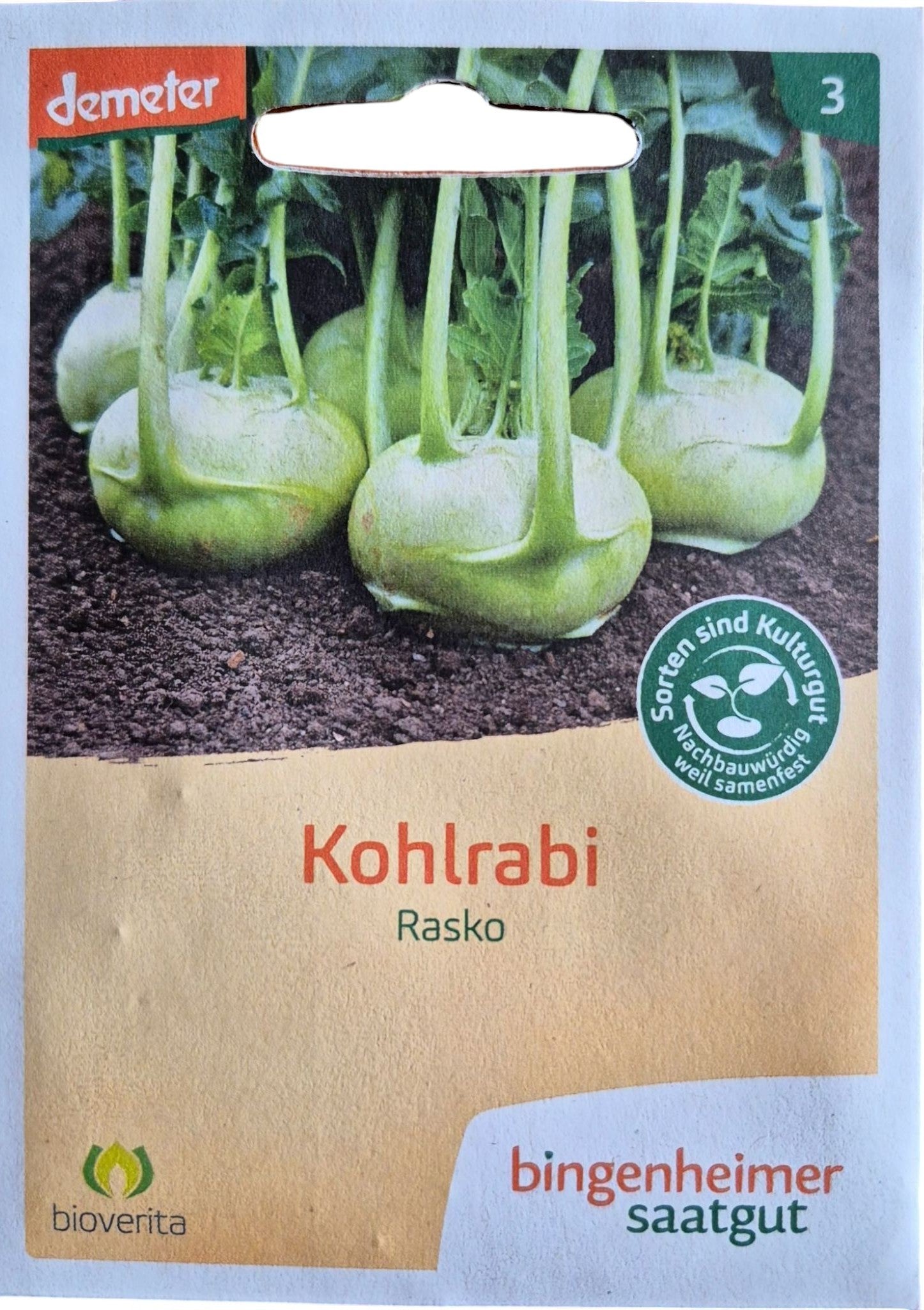 Saatguttüte Bio-Kohlrabi Rasko (Demeter) von Bingenheimer Saatgut