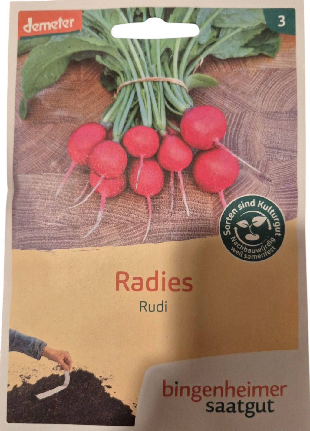 Saatguttüte Bio-Radieschen Rudi (Demeter) von Bingenheimer Saatgut