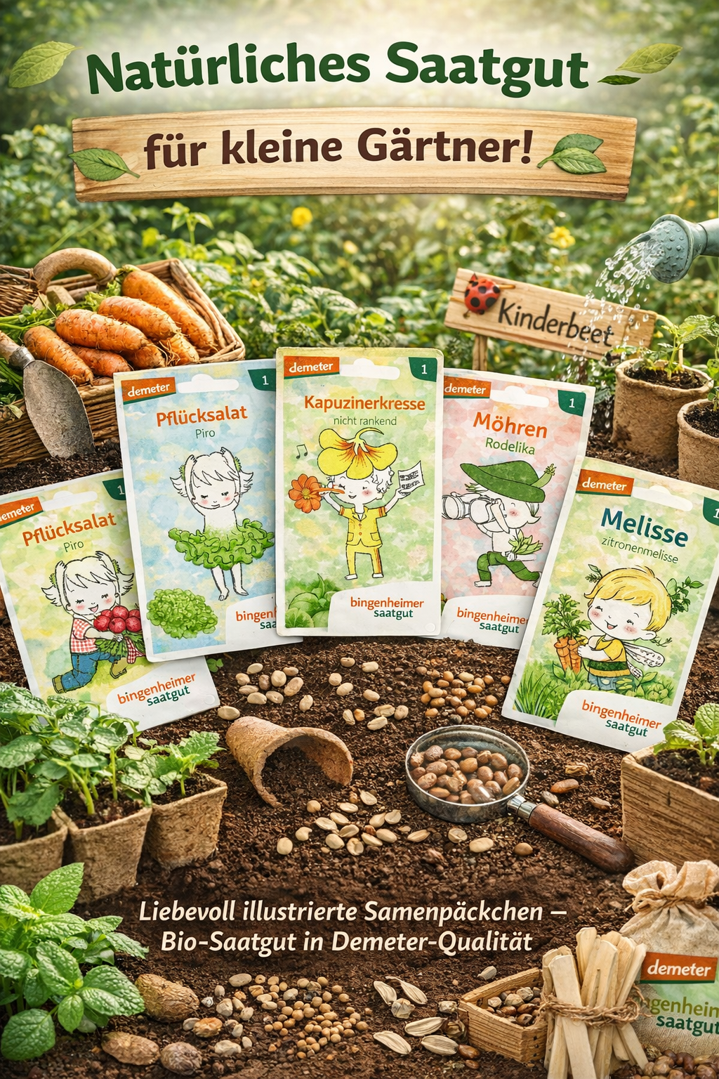 Kinder Garten Set 4 Sorten für kleine Gärtner