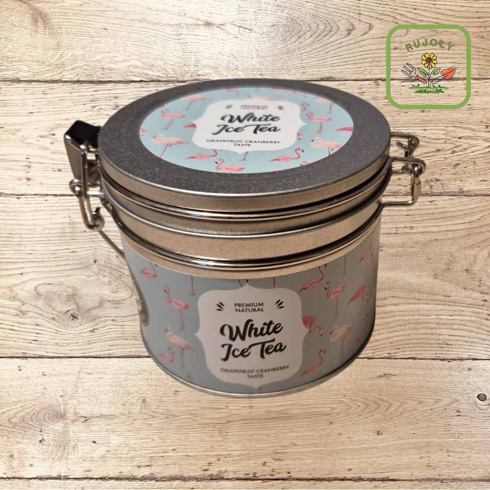 Edle Dose WHITE ICE TEA mit Weißtem Tee, Grapefruit und Cranberry – fruchtig-erfrischender Tee von RUJOLY.