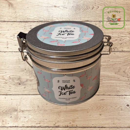 Edle Dose WHITE ICE TEA mit Weißtem Tee, Grapefruit und Cranberry – fruchtig-erfrischender Tee von RUJOLY.