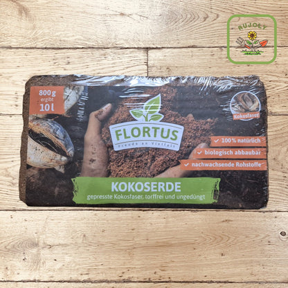 FLORTUS Kokoserde 800 g – torffreie, ungedüngte Kokosfasererde für Zimmer- und Topfpflanzen