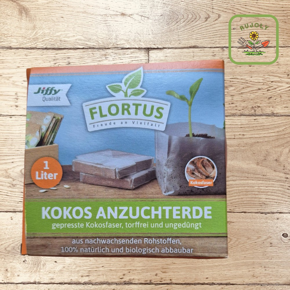 FLORTUS Kokos Anzuchterde 60 g – torffreies, nachhaltiges Substrat für gesunde Pflanzenanzucht