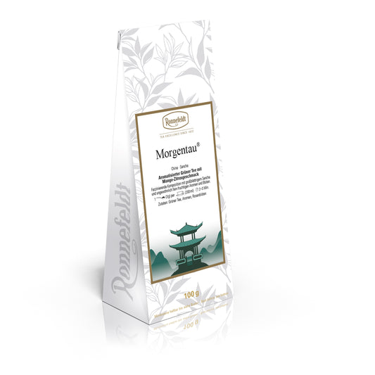 Ronnefeldt Morgentau® grüner Tee mit Mango-Zitrusgeschmack, 100-g-Packung
