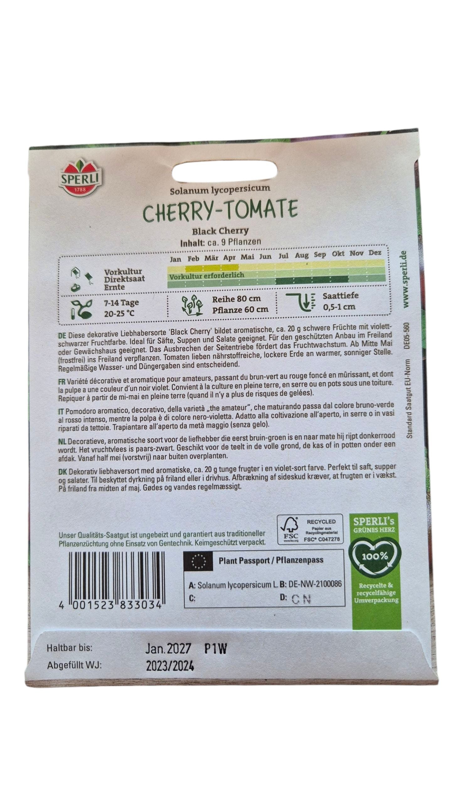 Saatgut-Tüte Black Cherry – Portion für ca. 9 Pflanzen