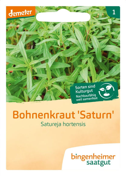 Bohnenkraut Saturn Bio-Saatgut von Bingenheimer Saatgut in der Originalverpackung