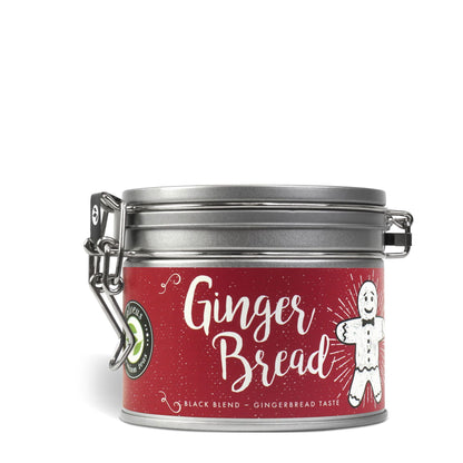Gingerbread Wintertee in Aromadose 100 g – Schwarzer Tee mit Lebkuchen-Geschmack, Frontansicht.