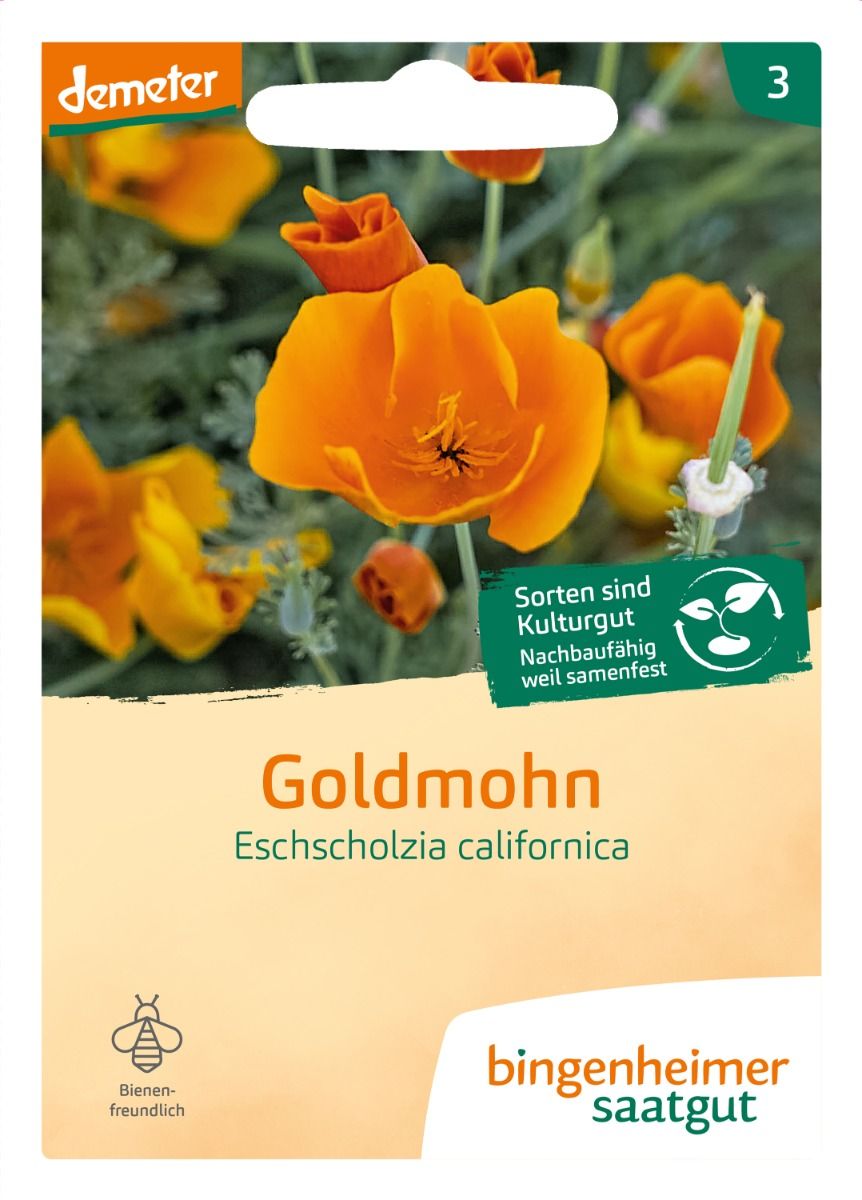 Bio Goldmohn von Bingenheimer Saatgut in der Originalverpackung