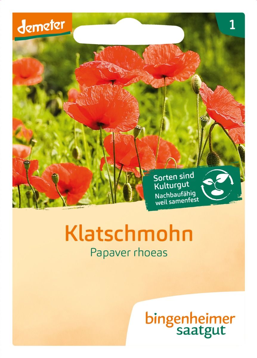 Bio Klatschmohn von Bingenheimer Saatgut in der Originalverpackung