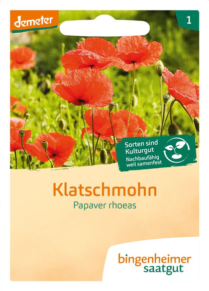 Bio Klatschmohn von Bingenheimer Saatgut in der Originalverpackung