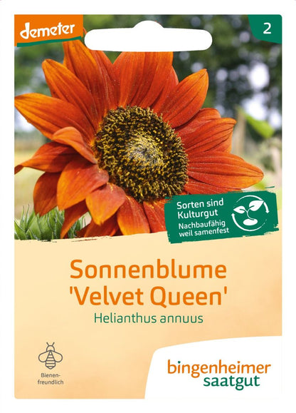 Bio Sonnenblume Velvet Queen von Bingenheimer Saatgut in der Originalverpackung