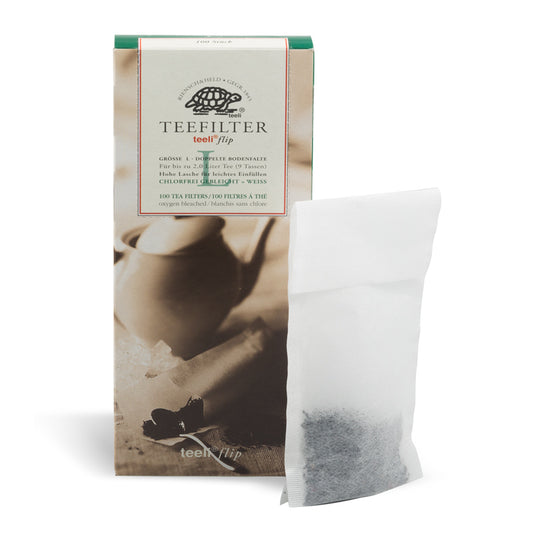 teeli® flip L Papier-Teefilter Größe L, 100 Stück mit Verpackung und Filter